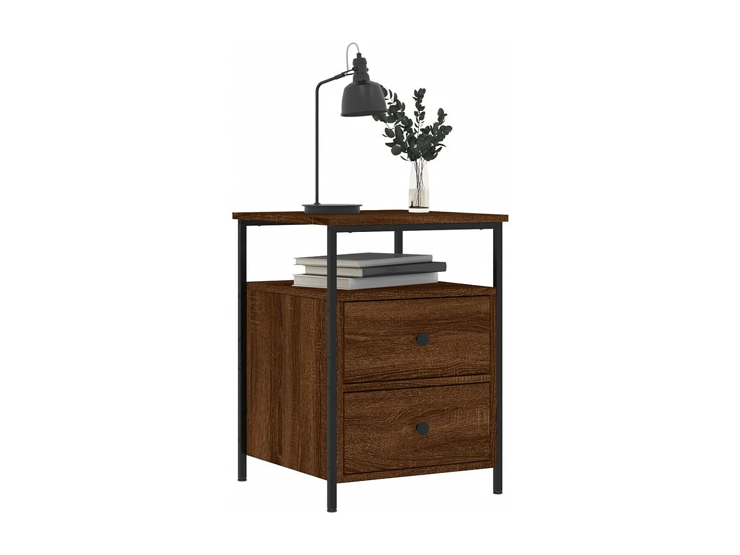 Nachtkastje 44x45x60 cm bewerkt hout bruin eikenkleur