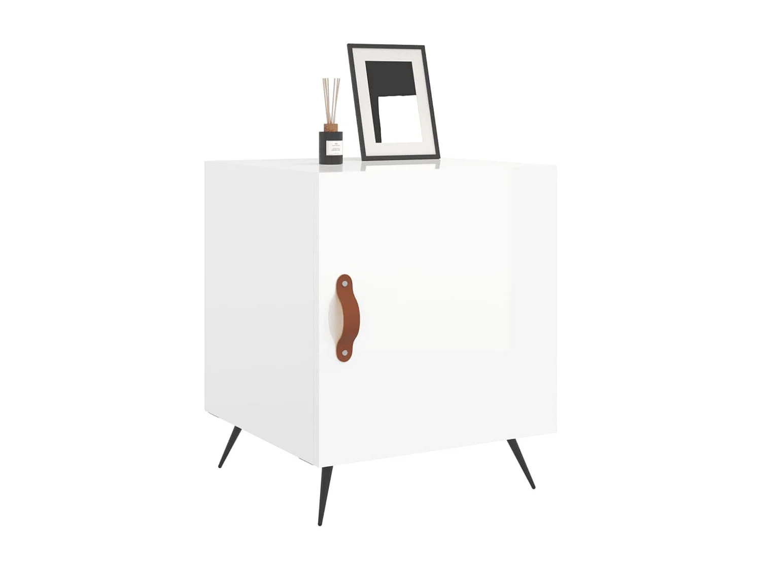 Mesita de noche madera de ingeniería blanco brillo 40x40x50 cm