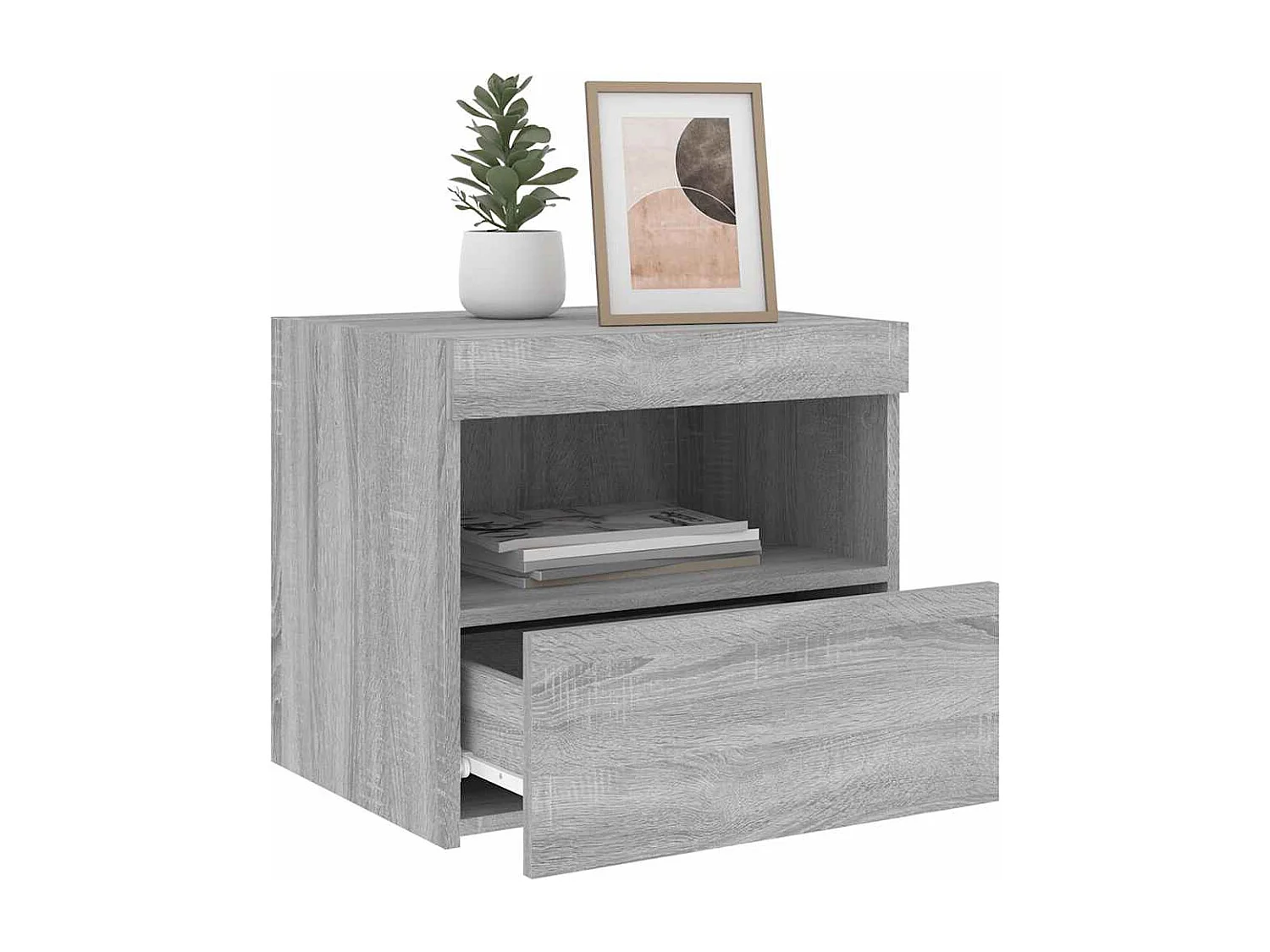 Nachttische mit LED-Leuchten 2 Stk. Grau Sonoma 50x40x45 cm