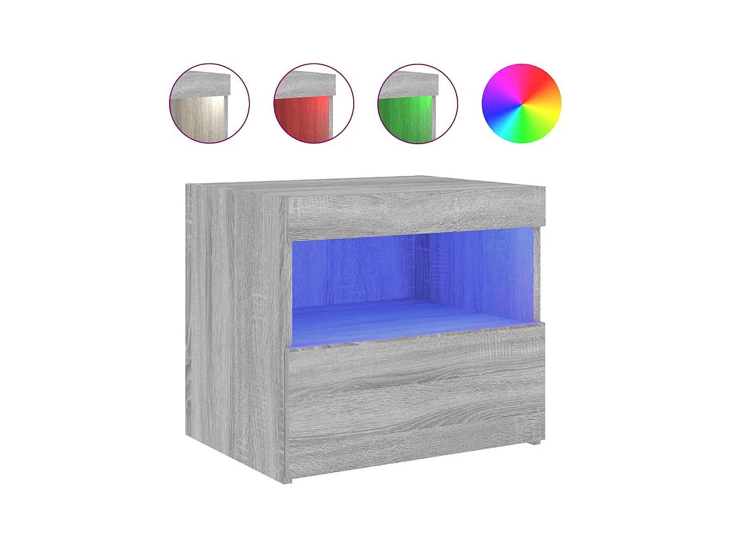 Tables de chevet avec lumières LED 2 pcs sonoma gris 50x40x45cm