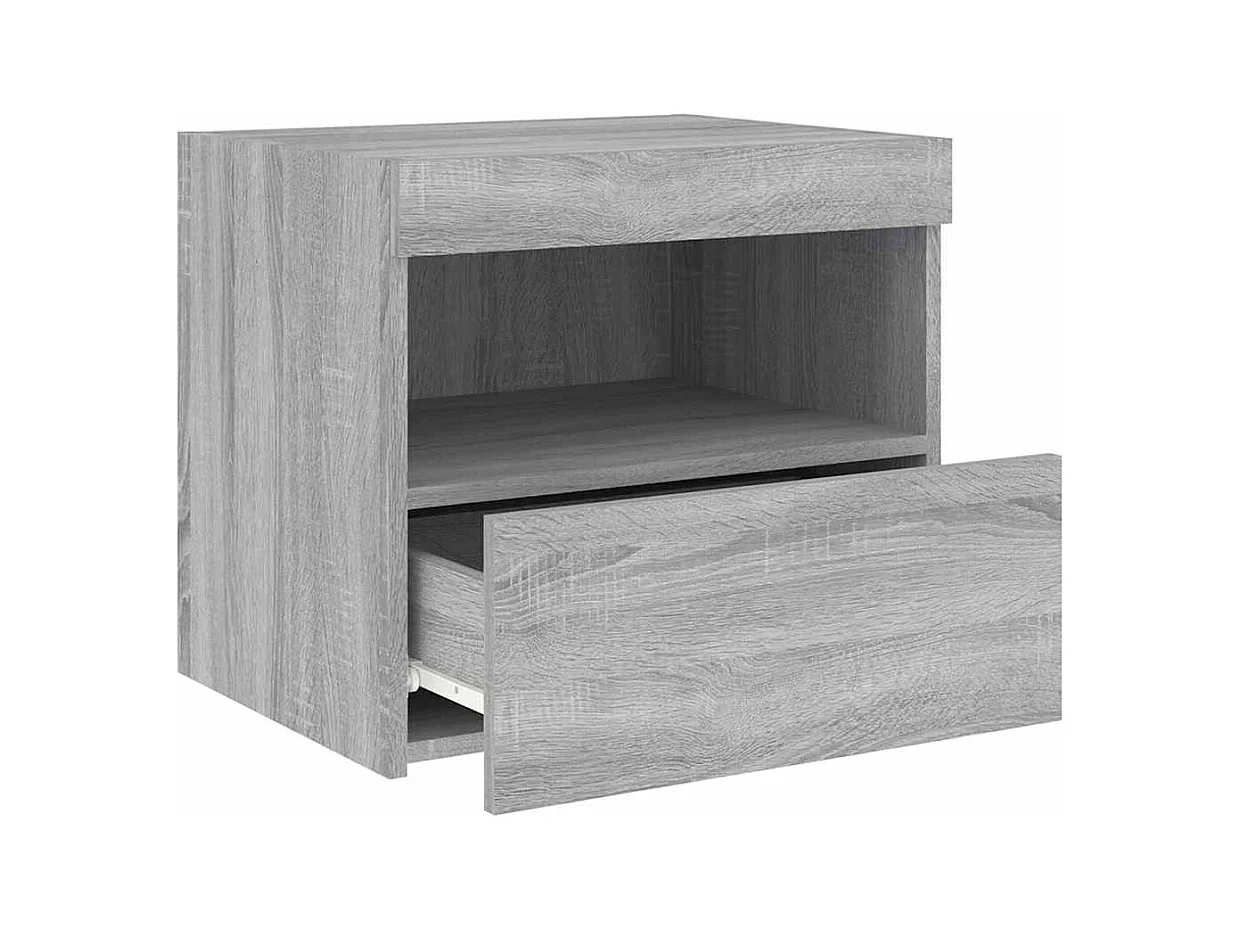 Tables de chevet avec lumières LED 2 pcs sonoma gris 50x40x45cm