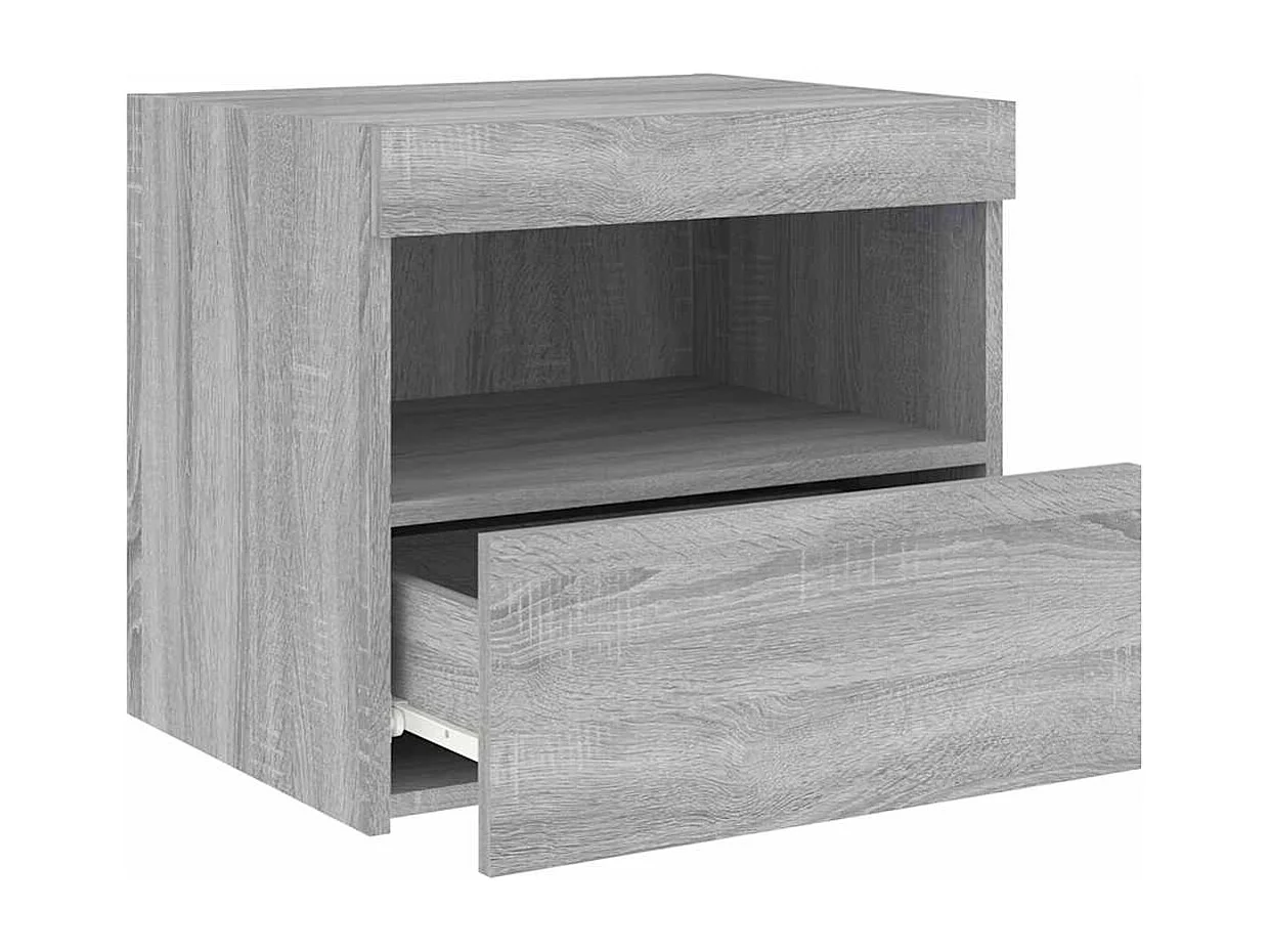 Tables de chevet avec lumières LED 2 pcs sonoma gris 50x40x45cm