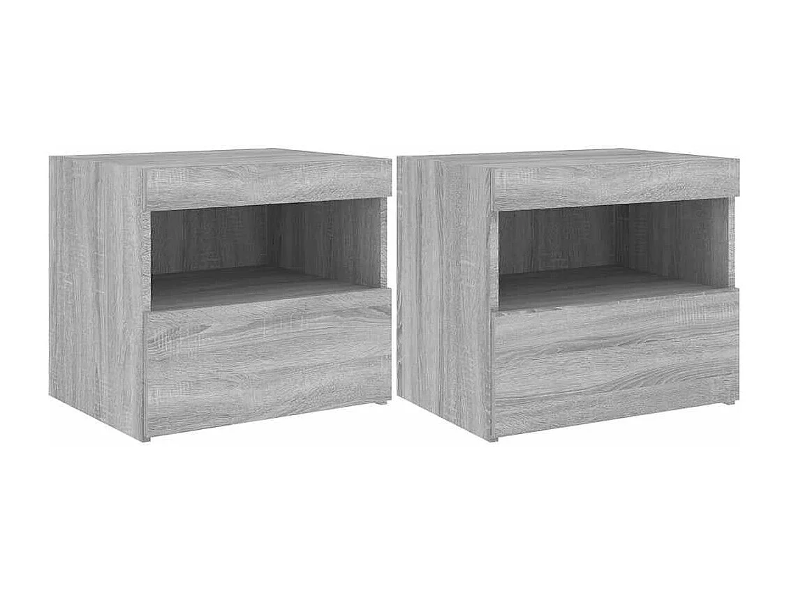Nachtkastjes met LED-verlichting 2 st 50x40x45 cm grijs sonoma