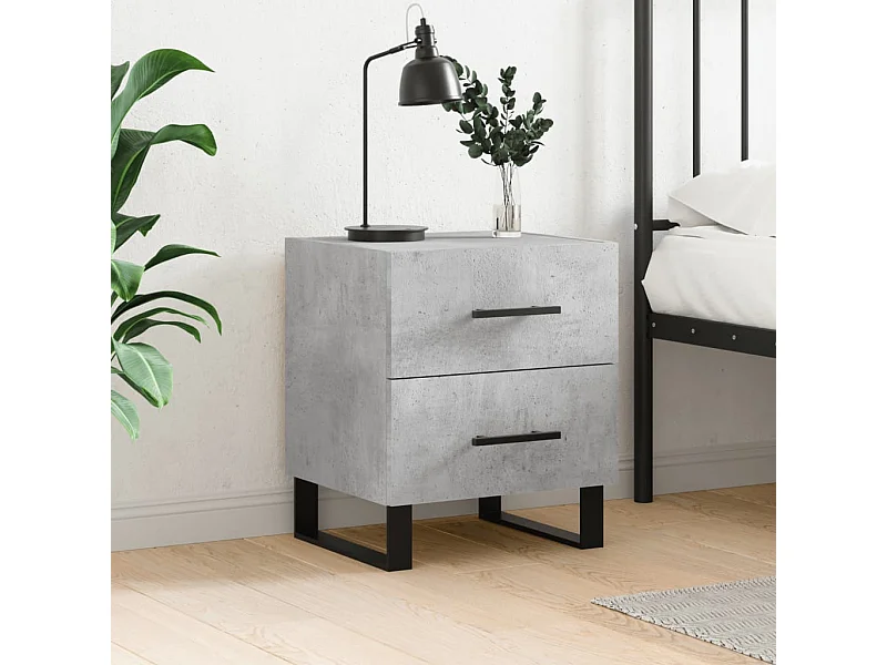 Table de chevet gris béton 40x35x47,5 cm bois d’ingénierie