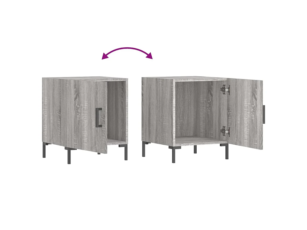 Mesitas noche 2 uds madera ingeniería gris Sonoma 40x40x50 cm