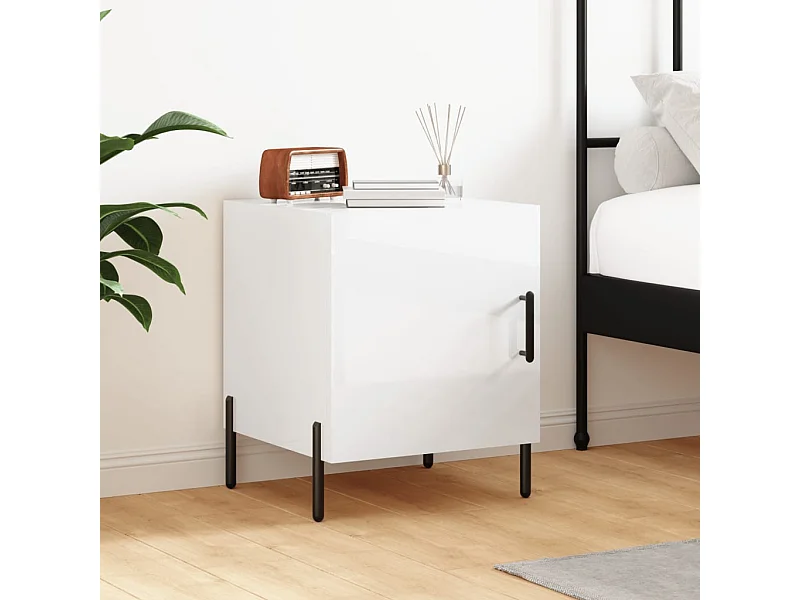 Mesa de cabeceira 40x40x50cm derivados madeira branco brilhante