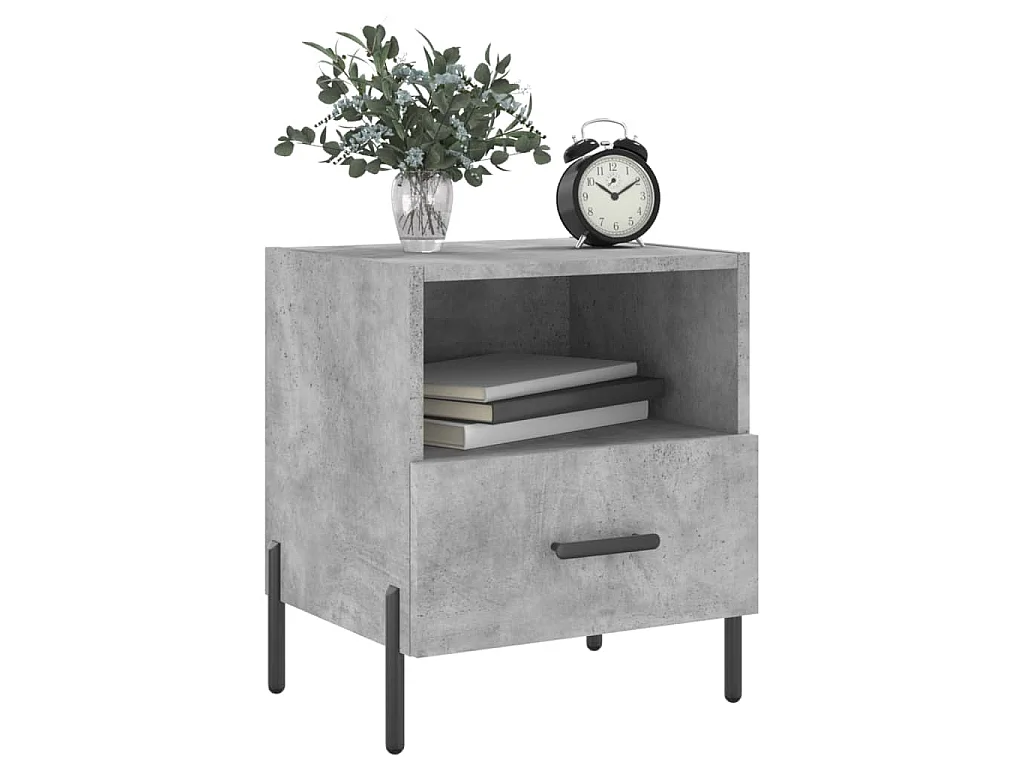 Nachtkastjes 2 st 40x35x47,5 cm bewerkt hout betongrijs