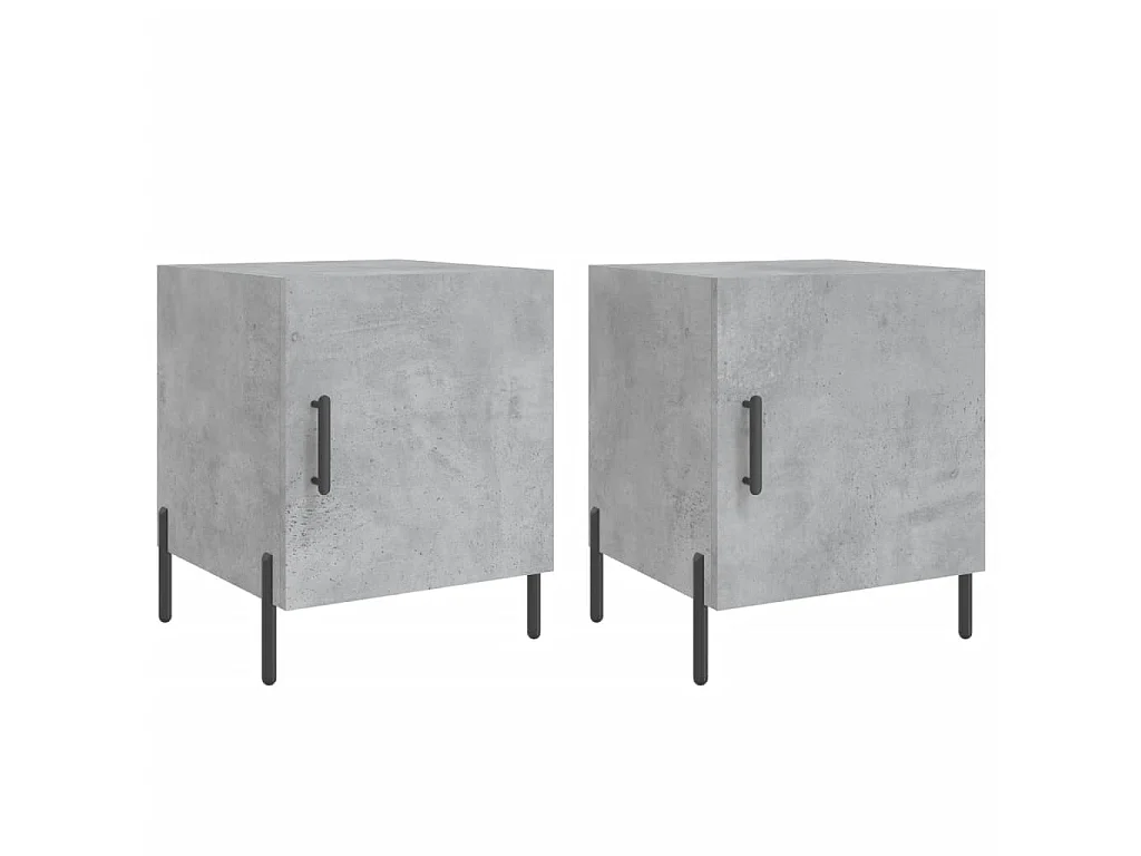 Tables de chevet 2 pcs gris béton 40x40x50 cm bois d’ingénierie