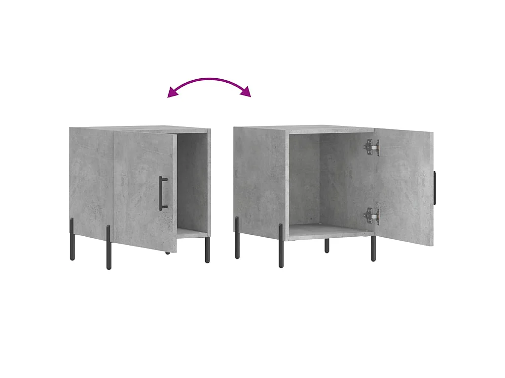 Tables de chevet 2 pcs gris béton 40x40x50 cm bois d’ingénierie