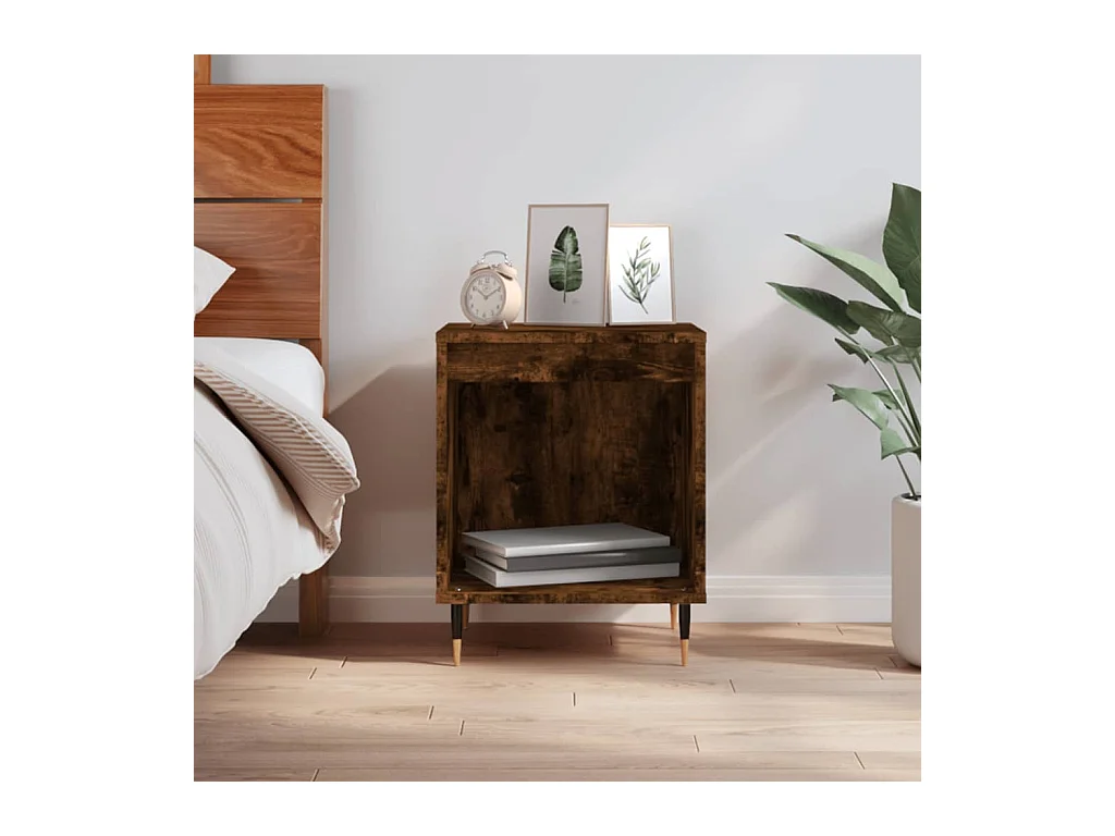 Table de chevet chêne fumé 40x35x50 cm bois d’ingénierie