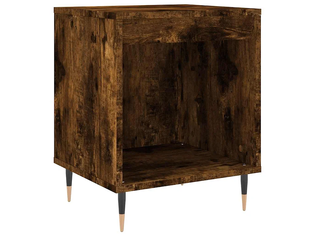 Nachtkastje 40x35x50 cm bewerkt hout gerookt eikenkleurig