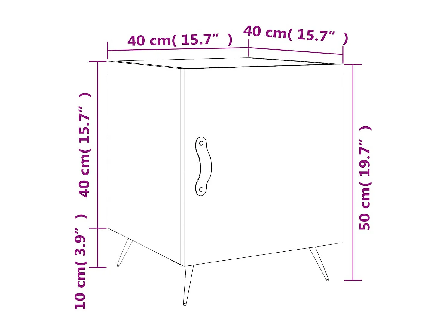 Mesa cabeceira 40x40x50 cm derivados de madeira branco