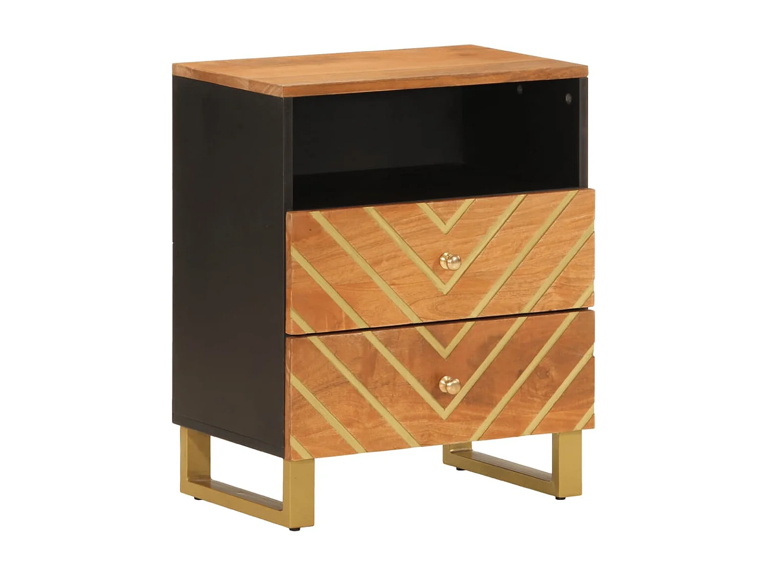 Table de chevet marron et noir 50x33x60 cm bois manguier solide