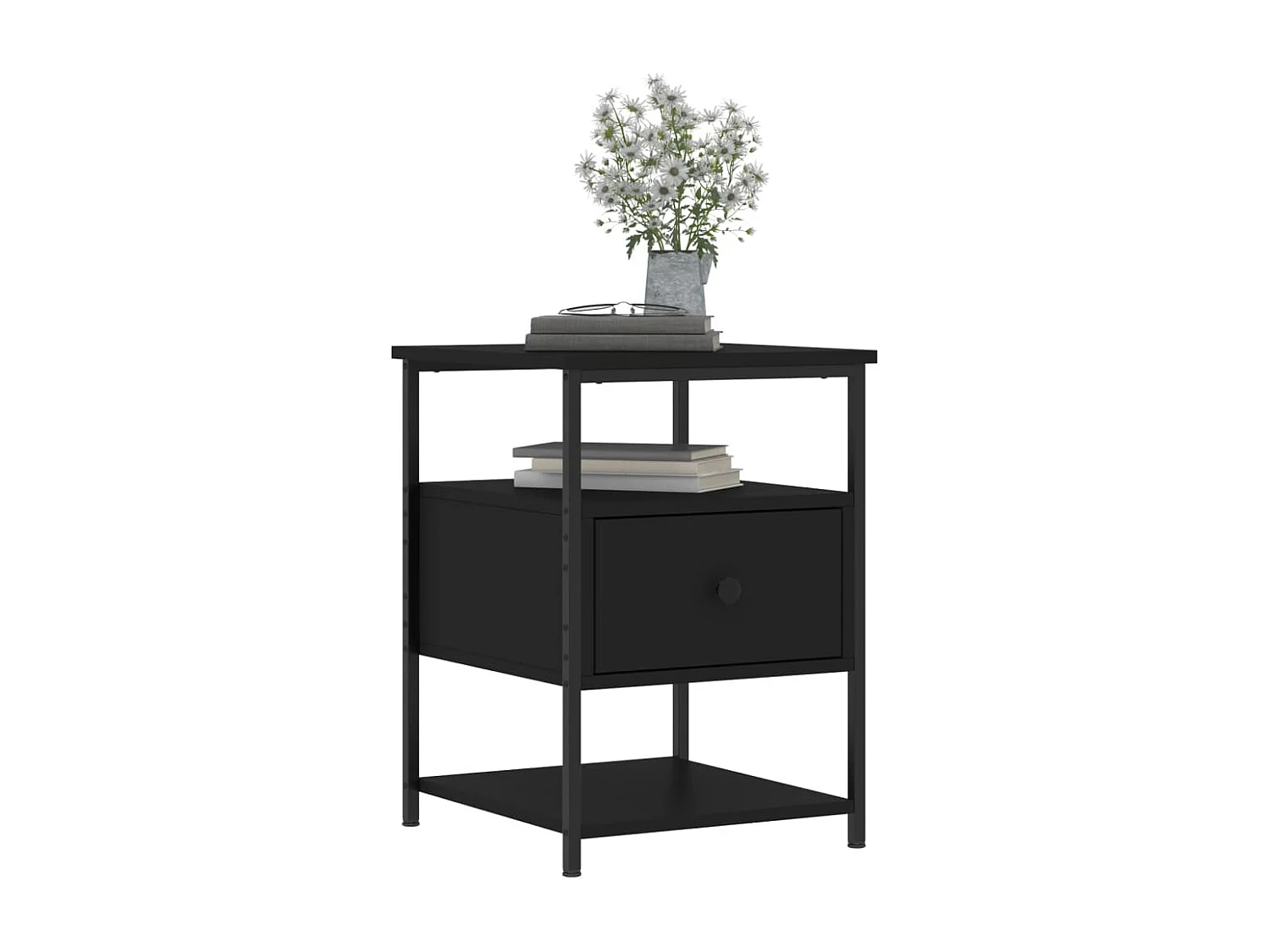 Comodini 2pz Neri 40x42x56 cm in Legno Multistrato