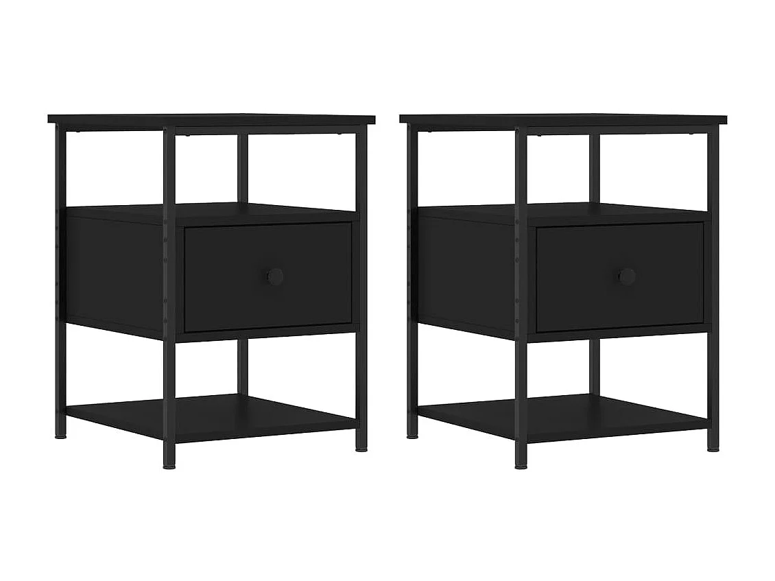 Comodini 2pz Neri 40x42x56 cm in Legno Multistrato