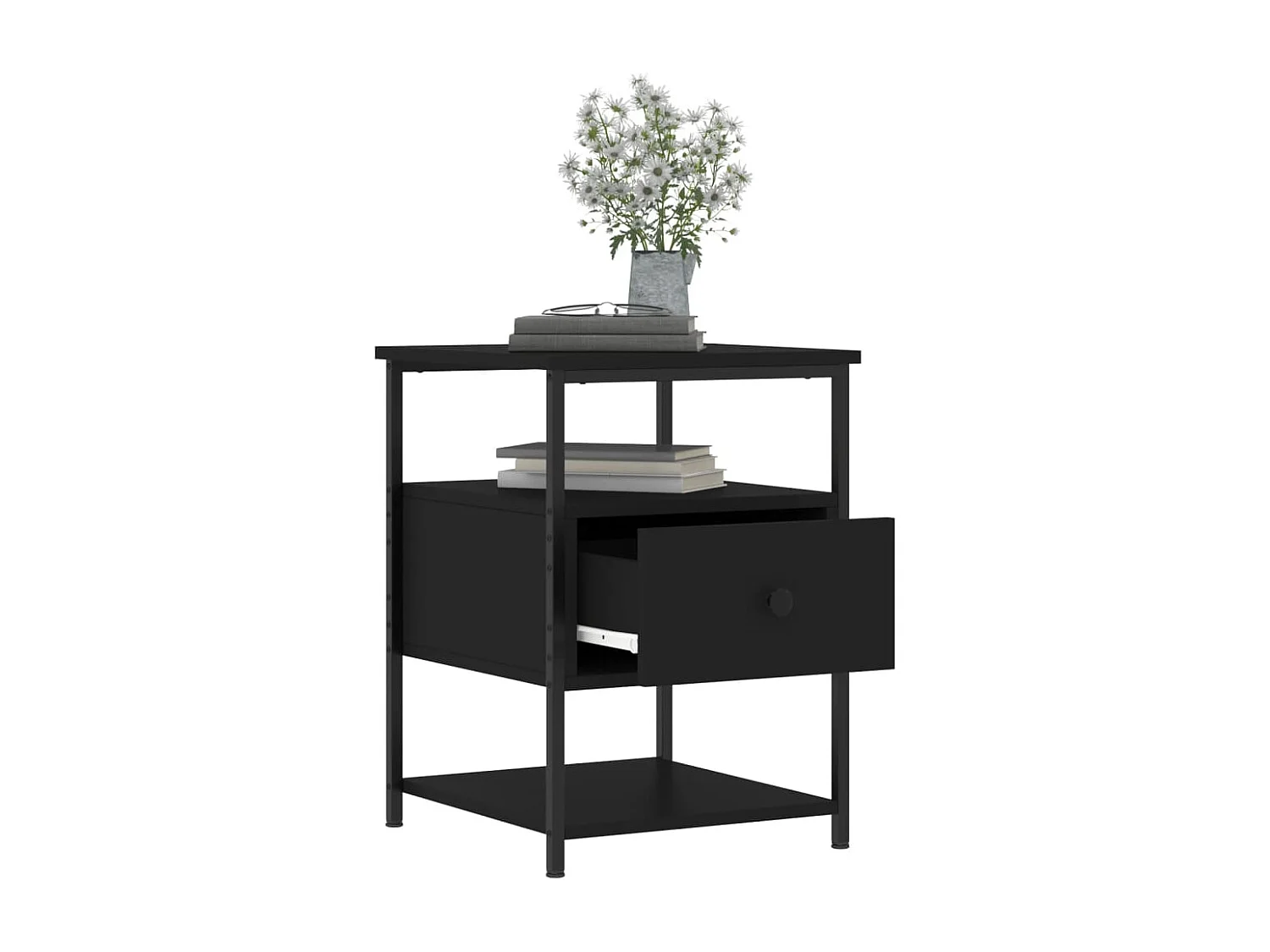 Comodini 2pz Neri 40x42x56 cm in Legno Multistrato