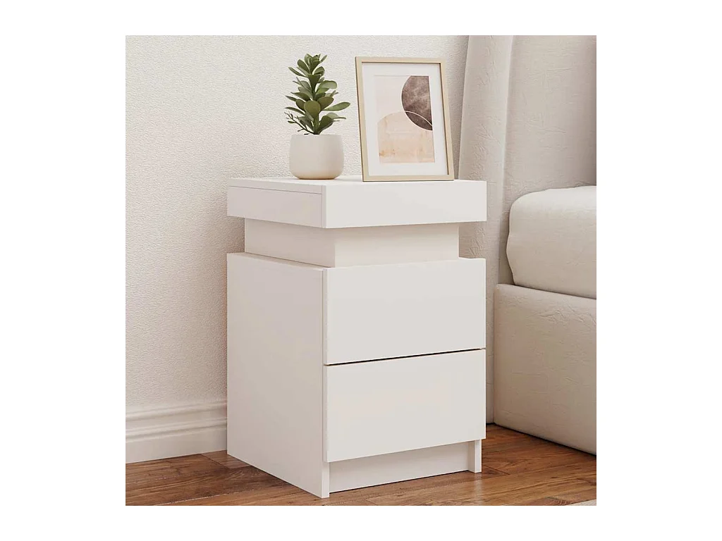 Table de chevet avec lumières LED blanc 35x39x55 cm