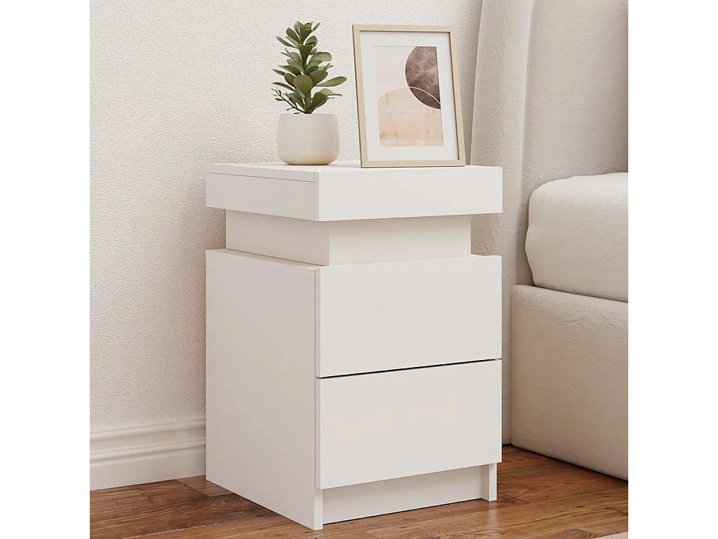 Comodino con Luci LED Bianco 35x39x55 cm