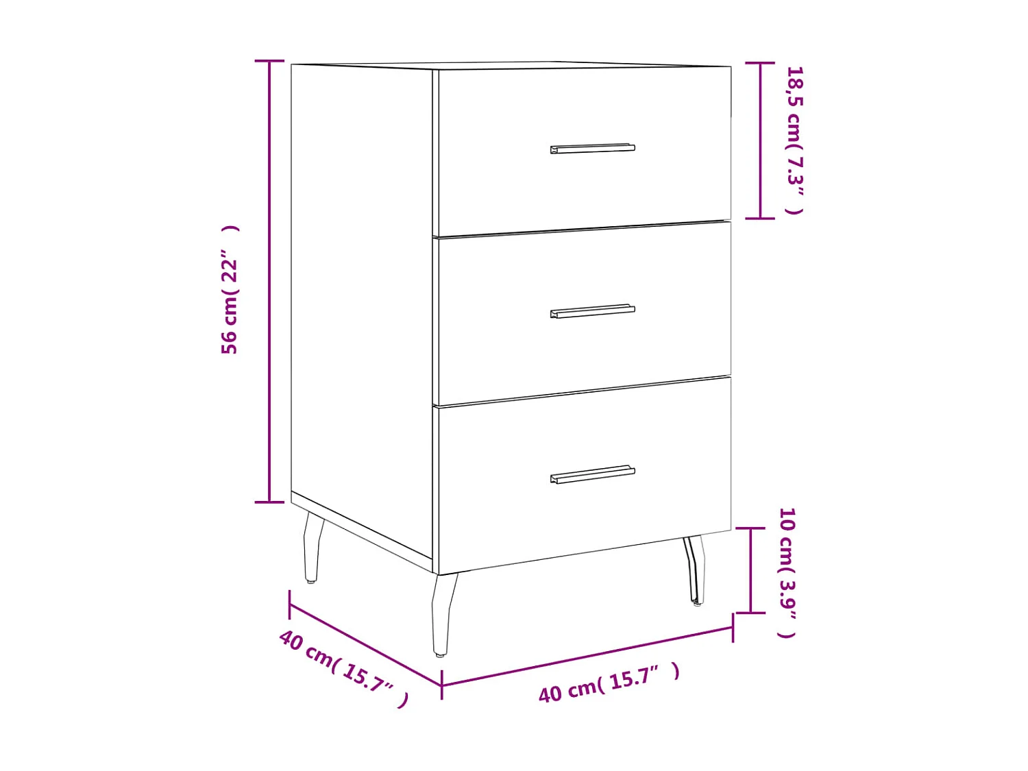 Table de chevet sonoma gris 40x40x66 cm bois d'ingénierie