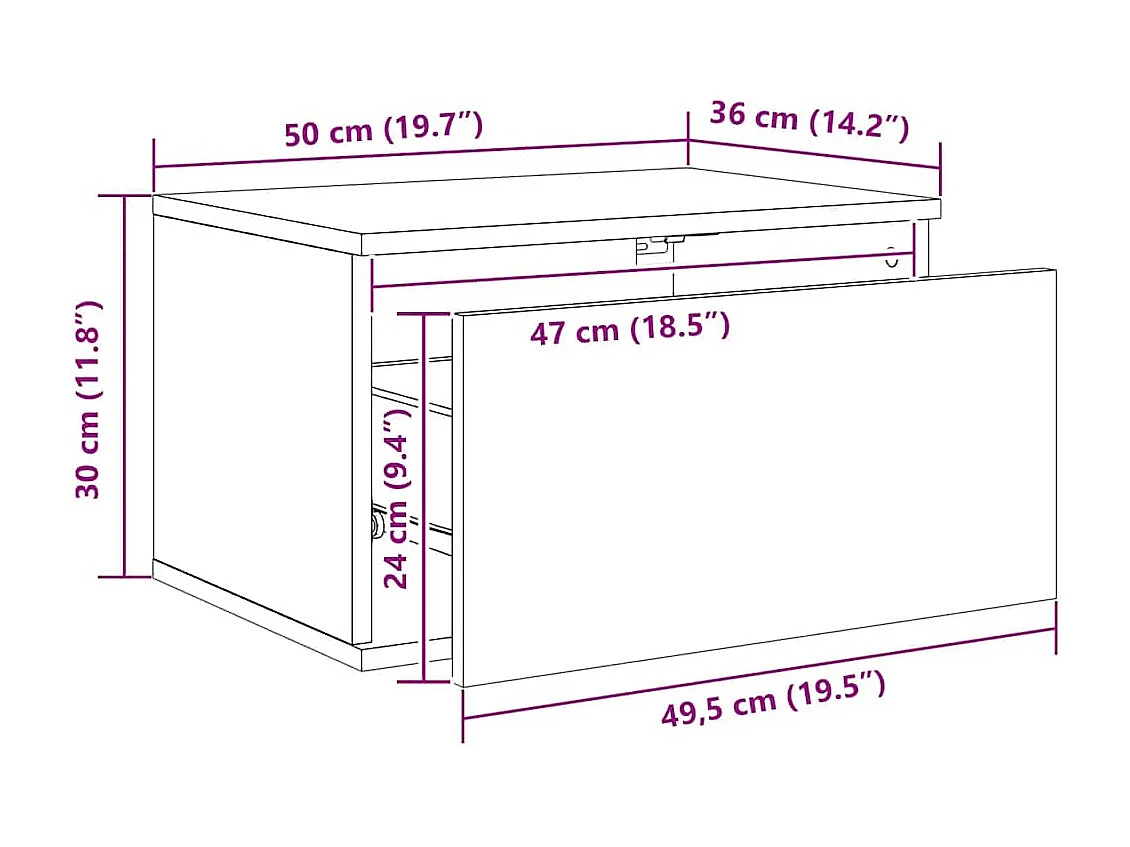 Tables de chevet murales avec lumières LED 2 pcs sonoma gris