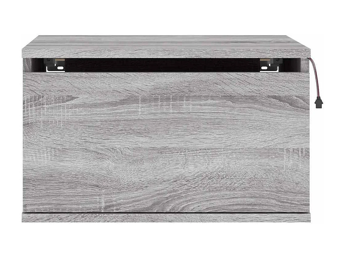 Tables de chevet murales avec lumières LED 2 pcs sonoma gris