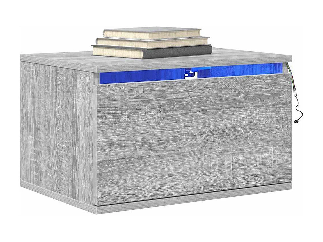 Wand-Nachttische mit LED-Leuchten 2 Stk. Grau Sonoma