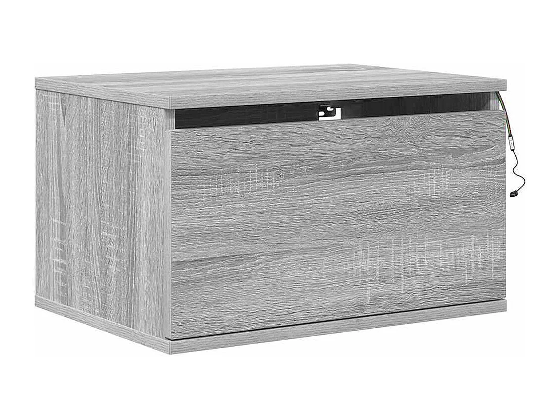 Wand-Nachttische mit LED-Leuchten 2 Stk. Grau Sonoma