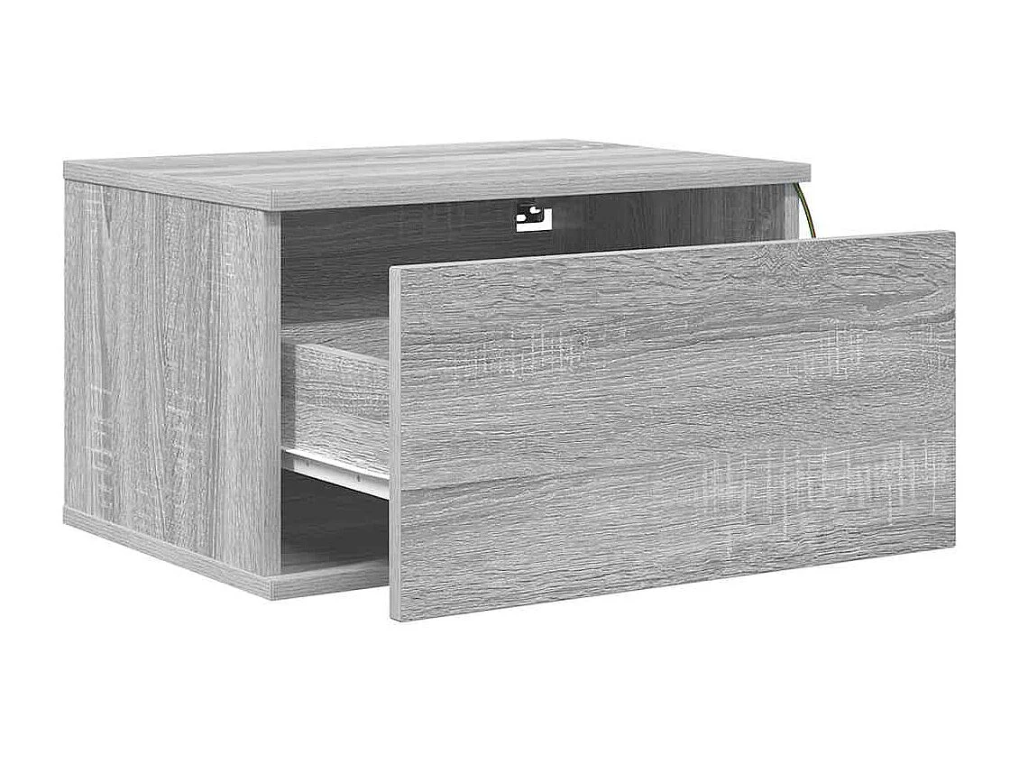 Wand-Nachttische mit LED-Leuchten 2 Stk. Grau Sonoma