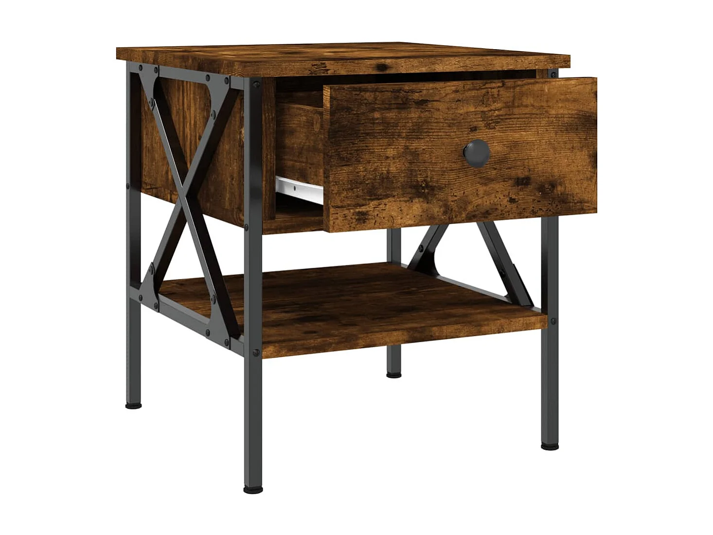 Table de chevet chêne fumé 40x42x45 cm bois d'ingénierie