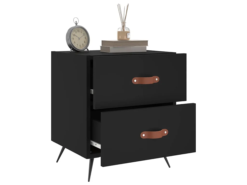 Mesas de cabeceira 2 pcs 40x35x47,5 cm deriv. de madeira preto