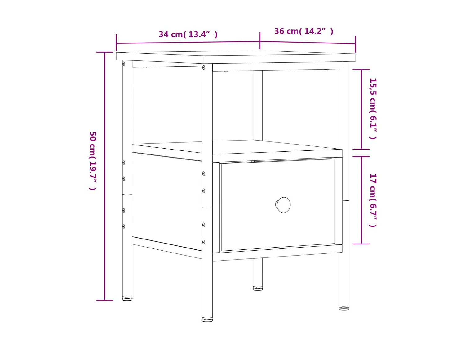 Nachttische 2 Stk. Grau Sonoma 34x36x50 cm Holzwerkstoff