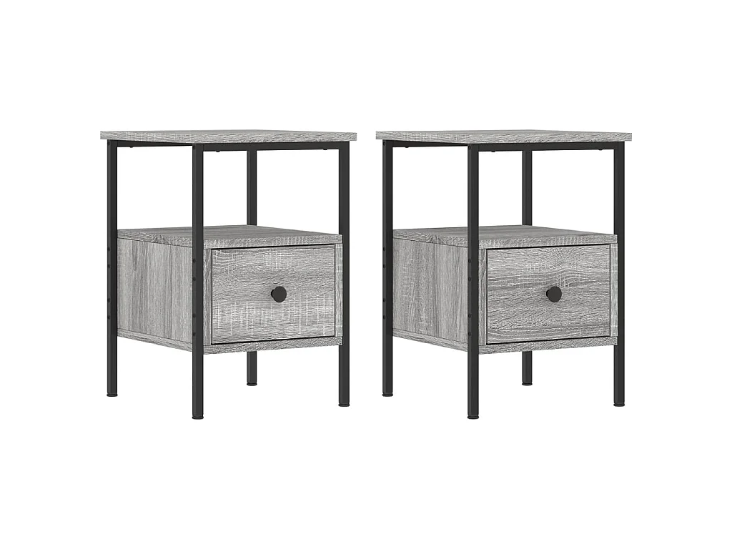 Nachtkastjes 2 st 34x36x50 cm bewerkt hout grijs sonoma eiken