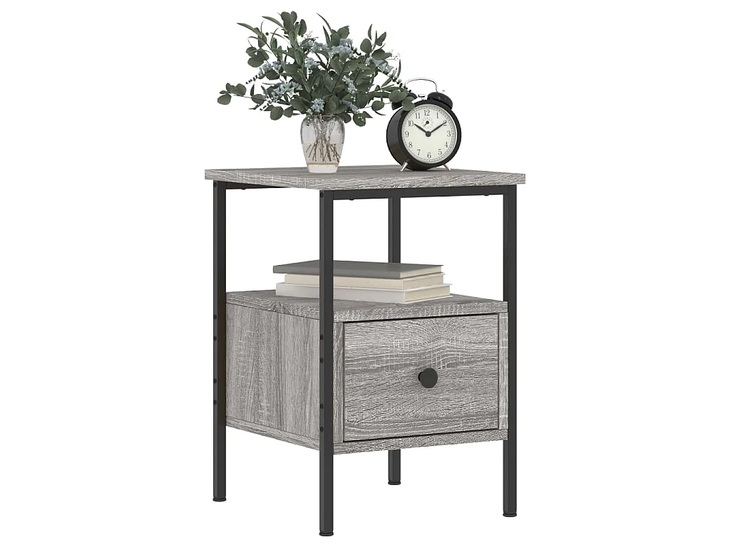Nachtkastjes 2 st 34x36x50 cm bewerkt hout grijs sonoma eiken