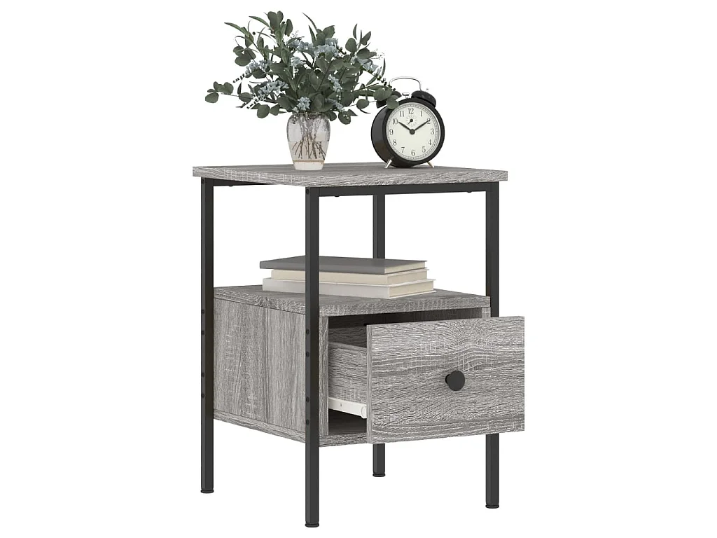 Nachtkastjes 2 st 34x36x50 cm bewerkt hout grijs sonoma eiken