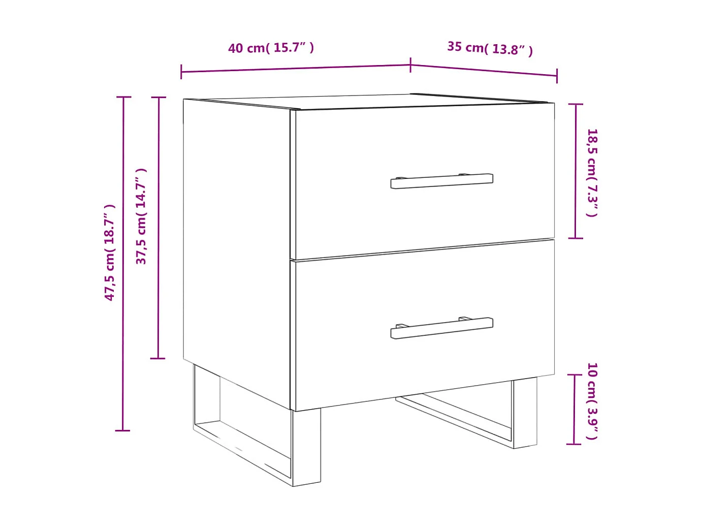 Tables de chevet 2 pcs chêne sonoma 40x35x47,5 cm