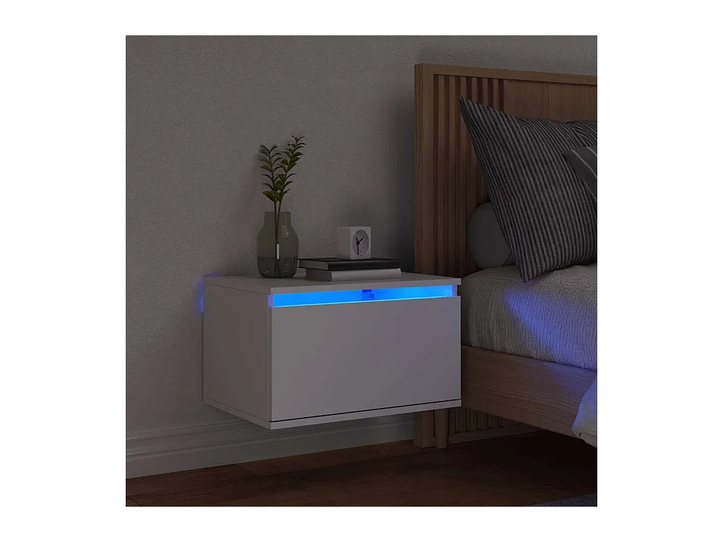 Table de chevet murale avec lumières LED blanc