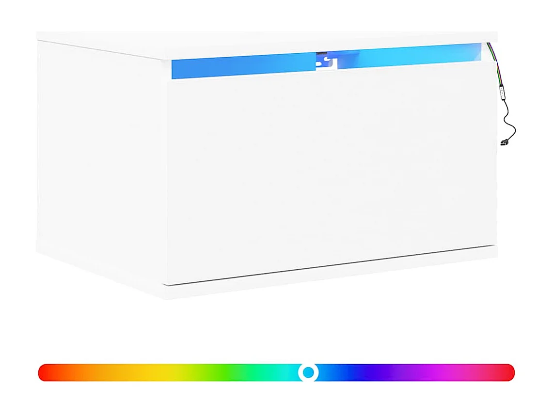 Table de chevet murale avec lumières LED blanc