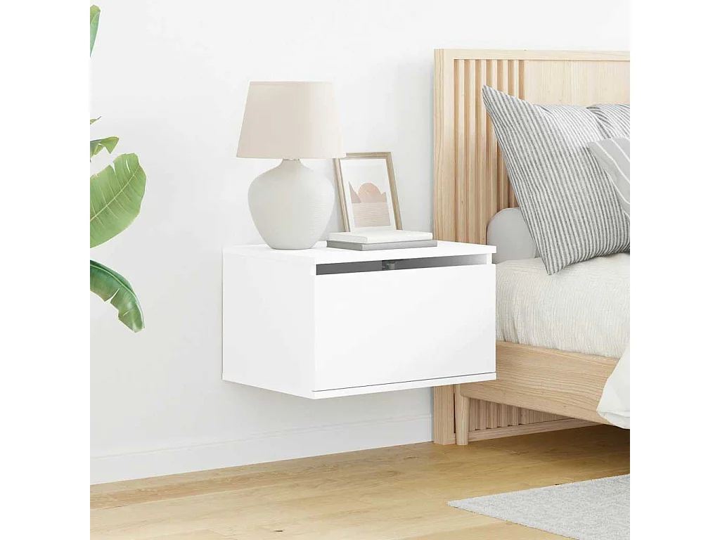 Table de chevet murale avec lumières LED blanc