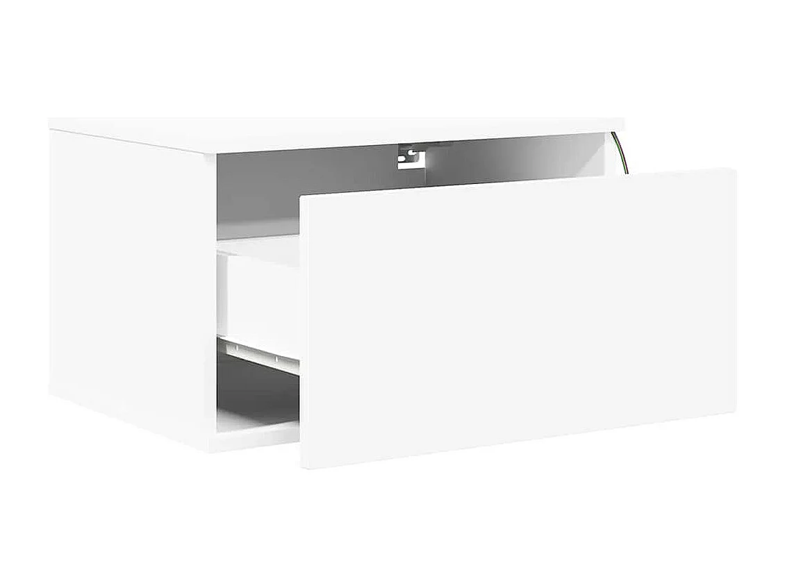 Table de chevet murale avec lumières LED blanc