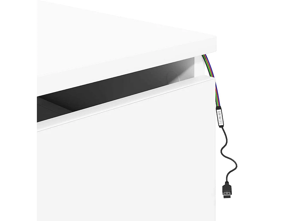 Table de chevet murale avec lumières LED blanc