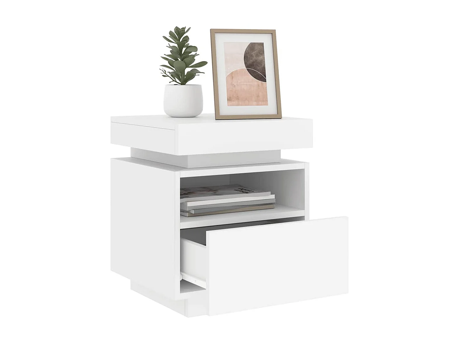 Armoire de chevet avec lumières LED blanc 40x39x48,5 cm