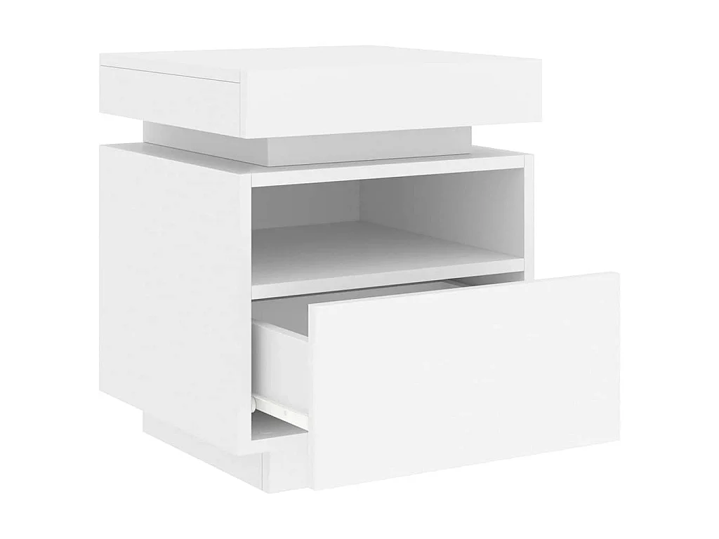 Armoire de chevet avec lumières LED blanc 40x39x48,5 cm
