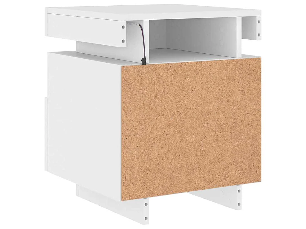 Armoire de chevet avec lumières LED blanc 40x39x48,5 cm
