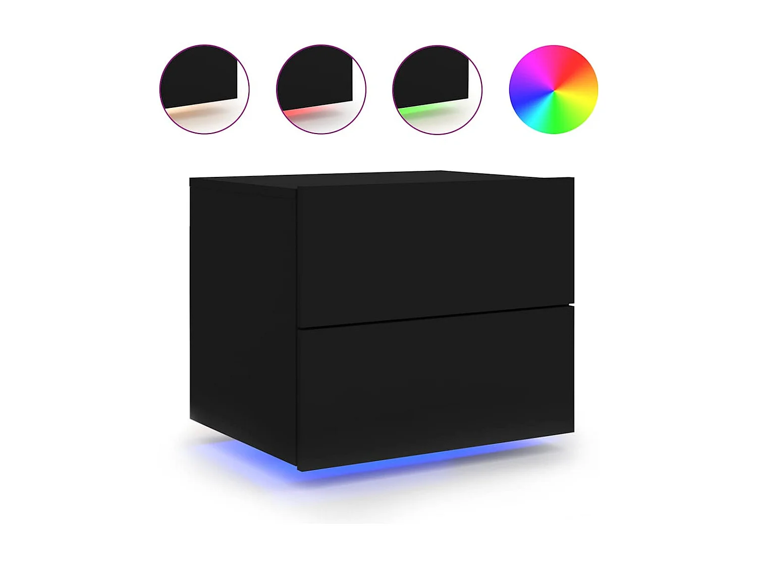 Wand-Nachttische mit LED-Leuchten 2 Stk. Schwarz