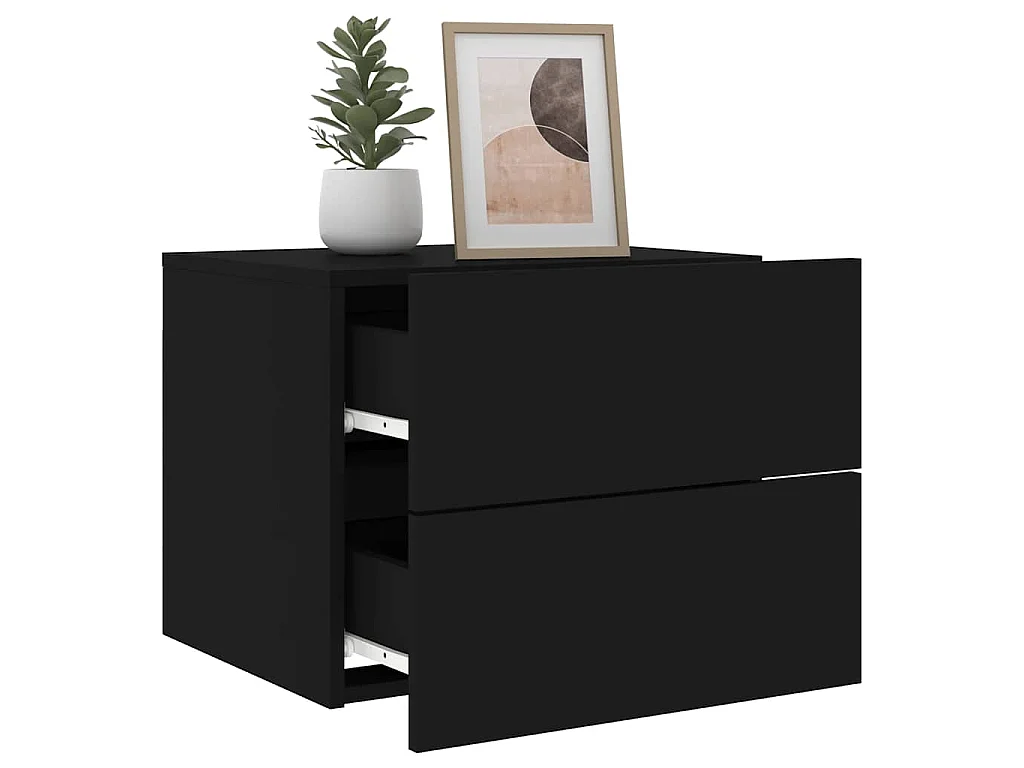 Wand-Nachttische mit LED-Leuchten 2 Stk. Schwarz