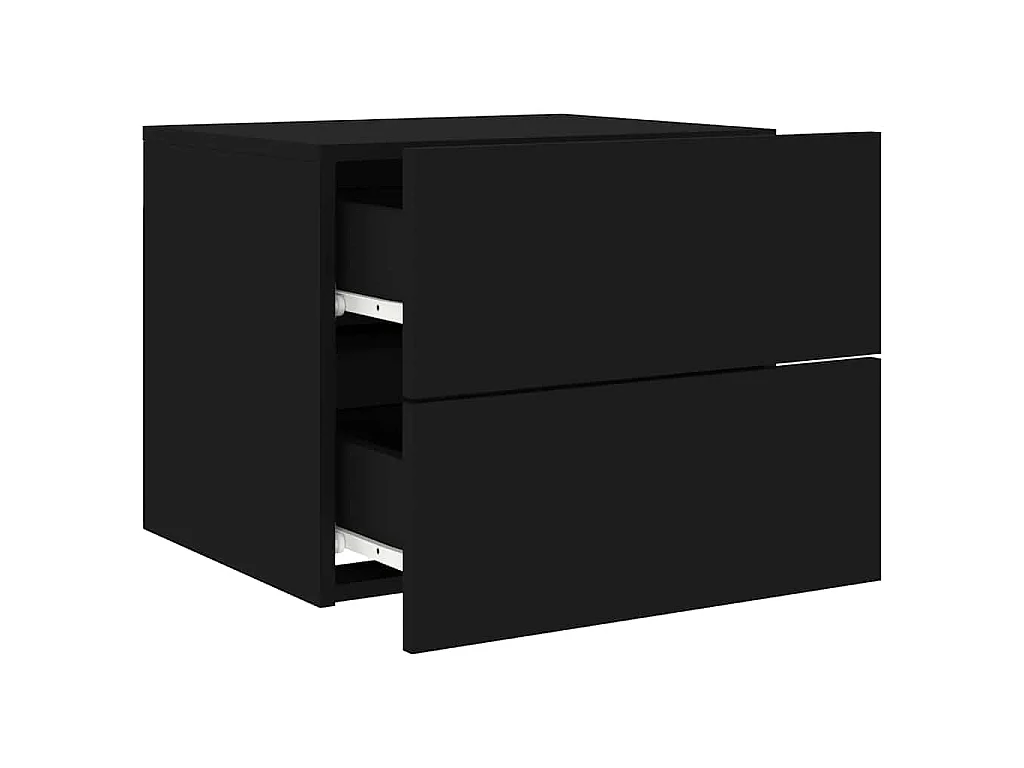 Wand-Nachttische mit LED-Leuchten 2 Stk. Schwarz