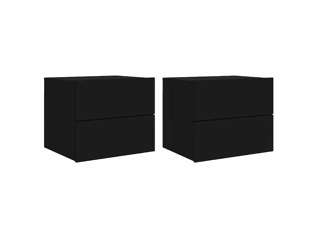Wand-Nachttische mit LED-Leuchten 2 Stk. Schwarz