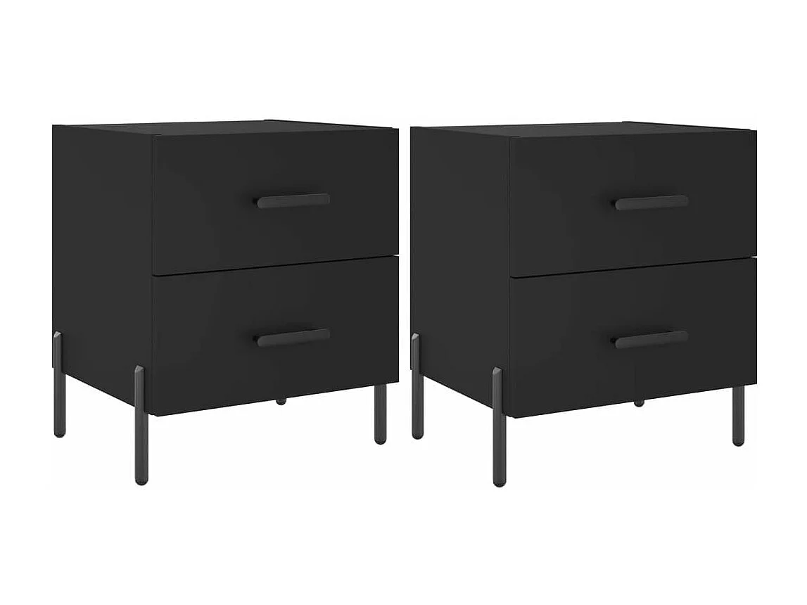 Tables de chevet 2 pcs noir 40x35x47,5 cm bois d’ingénierie