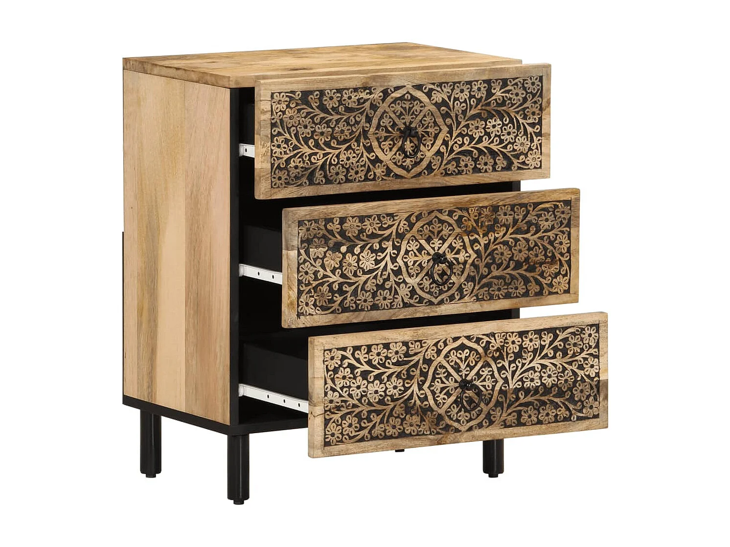 Table de chevet 50x33x60 cm bois de manguier massif