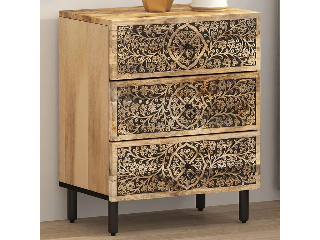 Nachttisch 50x33x60 cm Massivholz Mango